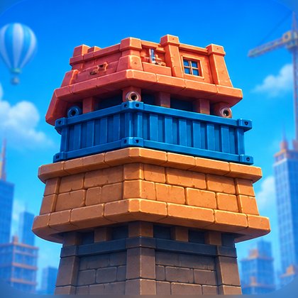 Turm aus drei farbigen Etagen in Tower Dash