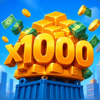 Goldener Multiplikator x1000 an der Turmspitze in Tower Dash